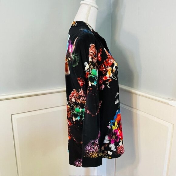 Amanda Uprichard 100% Silk Popover Tunic Blouse Top Floral Small - Picture 3 of 5